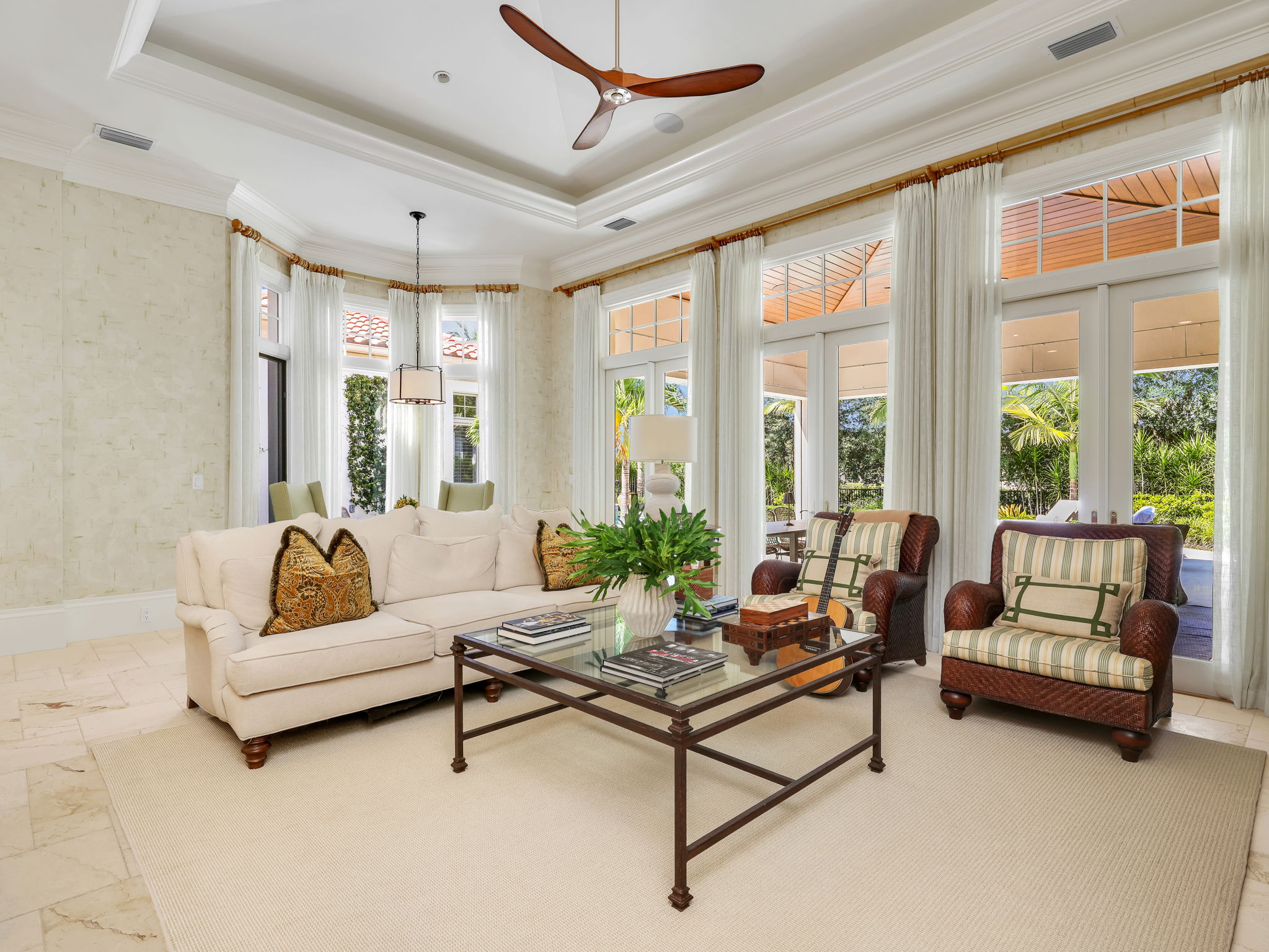 Family room with French doors to the lanai